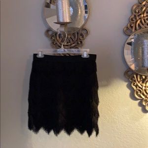Black fringe skirt bcbg
